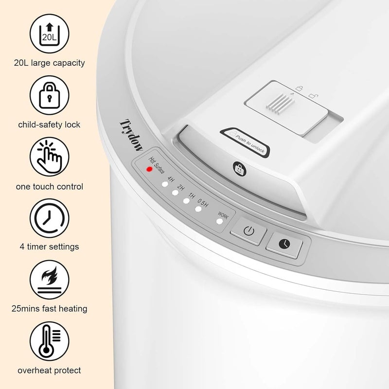 Trydow Ultra Large Capacity Towel Warmer Bucket, Rapid Heating with Timer, One-Button Control, Safety Lock, Perfect for Home and Spa - Image 2